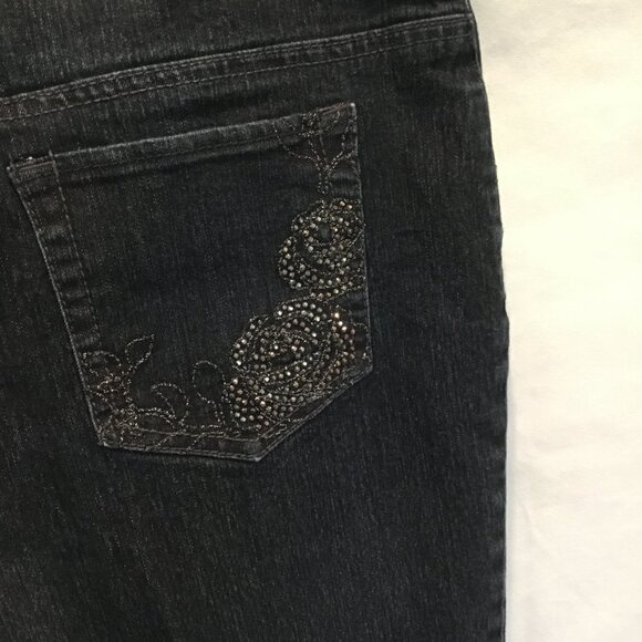 Charter Club Jeans Jean Shop Women's Size 8 Short Classic Fit Embellished Dark - Picture 5 of 8